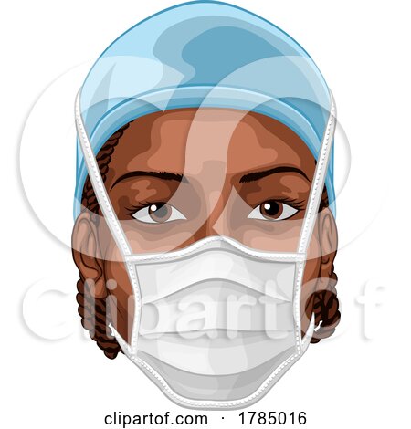 Black Woman Female Medical Doctor or Nurse in Mask by AtStockIllustration