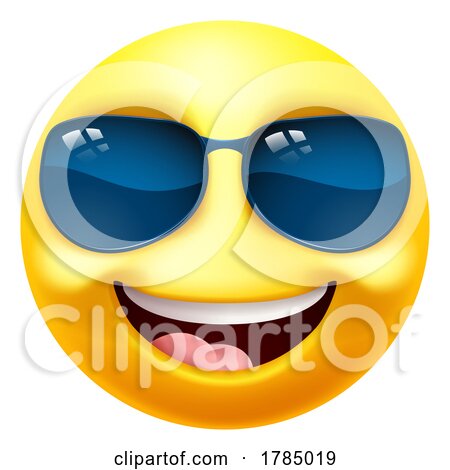Emoji Emoticon Face in Sunglasses Cartoon Icon by AtStockIllustration