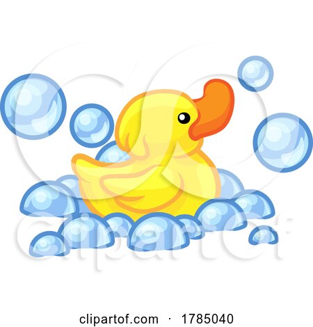 Cartoon Yellow Rubber Ducky Duck Bubble Bath Toy by AtStockIllustration