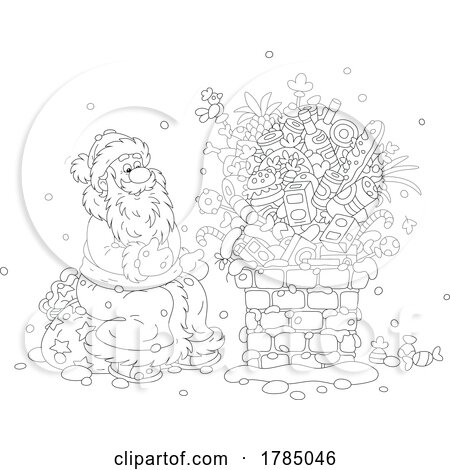Cartoon Santa with Food Stuck in a Chimney by Alex Bannykh