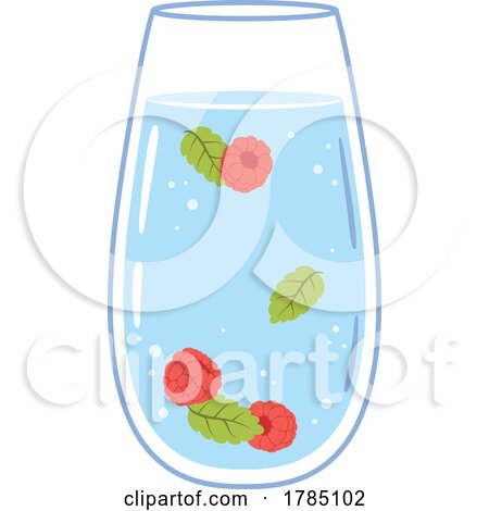 Water Glass with Raspberries and Mint by Vector Tradition SM