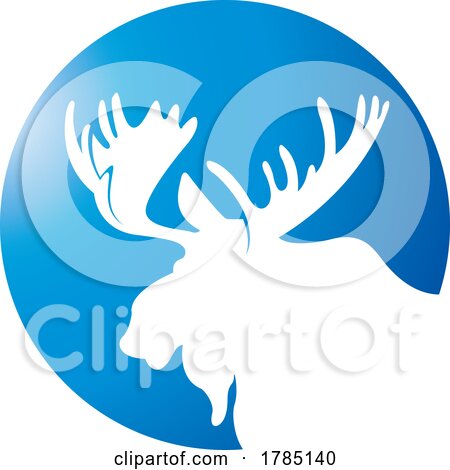 Silhouetted Moose Head over a Blue Circle by Lal Perera
