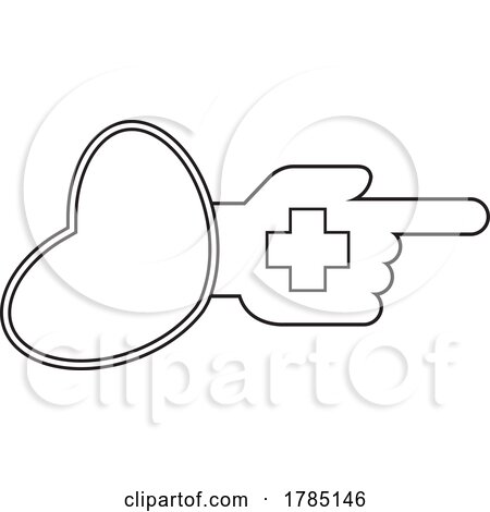 Black and White First Aid Hand and Heart Icon by Lal Perera