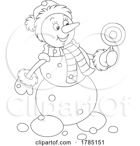 Cartoon Snowman Holding a Lolipop by Alex Bannykh
