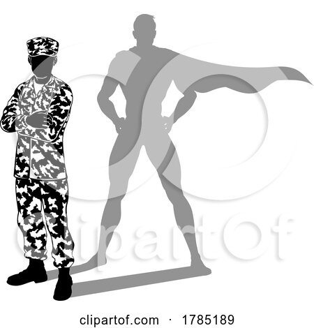 Super Hero Soldier Silhouette Superhero Shadow by AtStockIllustration