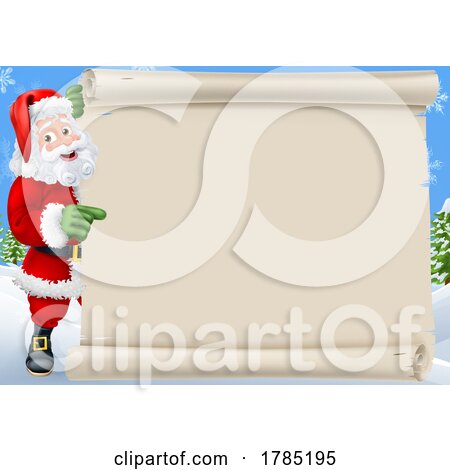 Christmas Santa Claus Sign Cartoon Background by AtStockIllustration