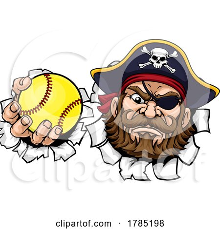 Pirate Softball Sports Team Cartoon Mascot by AtStockIllustration