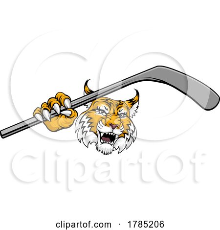 Wildcat Bobcat Ice Hockey Team Cartoon Mascot by AtStockIllustration