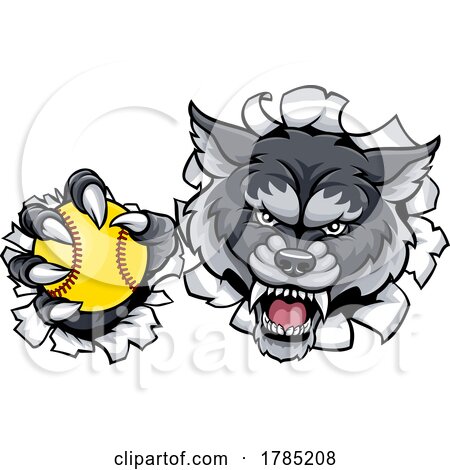 Wolf Bobcat Softball Animal Sports Team Mascot by AtStockIllustration