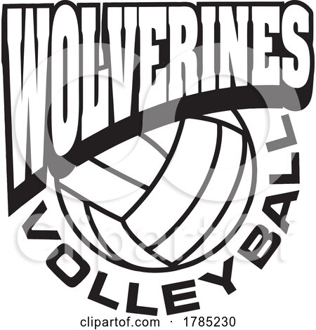 Black and White WOLVERINES VOLLEYBALL Sports Team Design by Johnny Sajem