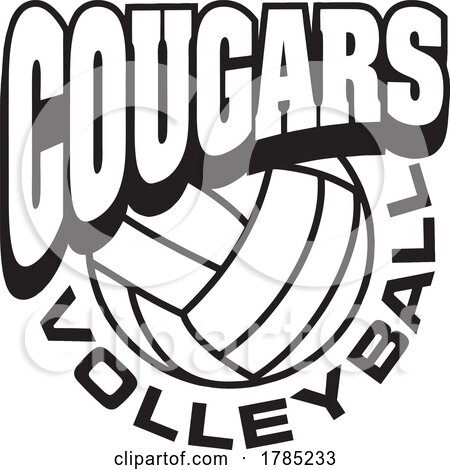 Black and White COUGARS VOLLEYBALL Sports Team Design by Johnny Sajem
