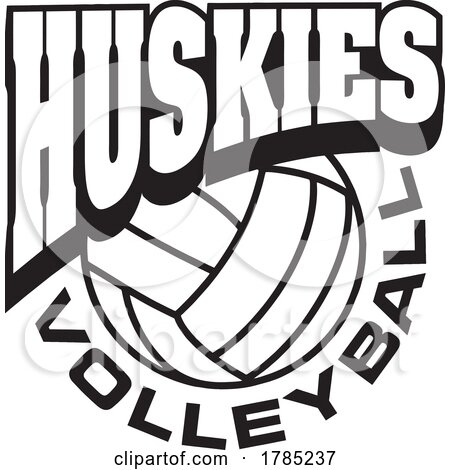 Black and White HUSKIES VOLLEYBALL Sports Team Design by Johnny Sajem