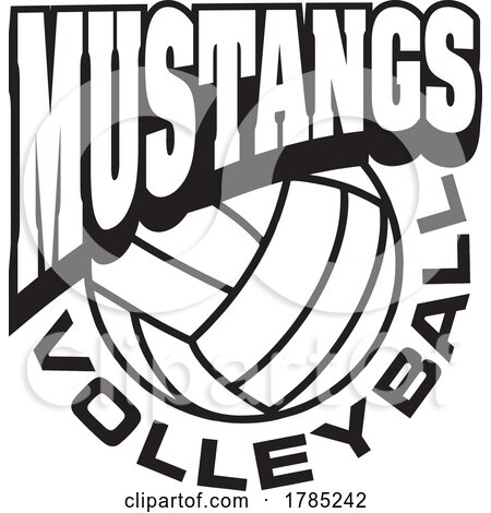 Black and White MUSTANGS VOLLEYBALL Sports Team Design by Johnny Sajem