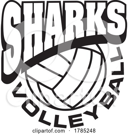 Black and White SHARKS VOLLEYBALL Sports Team Design by Johnny Sajem
