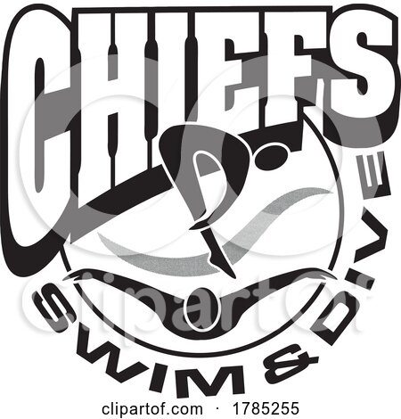 Black and White CHIEFS Swim and Dive Sports Team Design by Johnny Sajem