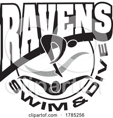 Black and White RAVENS Swim and Dive Sports Team Design by Johnny Sajem