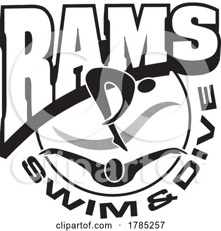 Black and White RAMS Swim and Dive Sports Team Design by Johnny Sajem