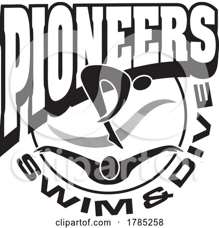 Black and White PIONEERS Swim and Dive Sports Team Design by Johnny Sajem