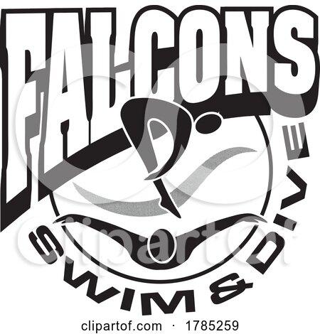 Black and White FALCONS Swim and Dive Sports Team Design by Johnny Sajem