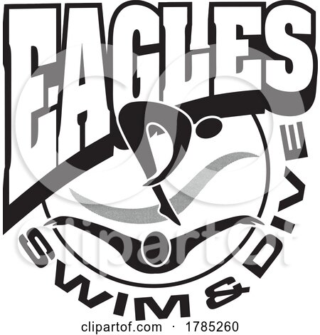 Black and White EAGLES Swim and Dive Sports Team Design by Johnny Sajem