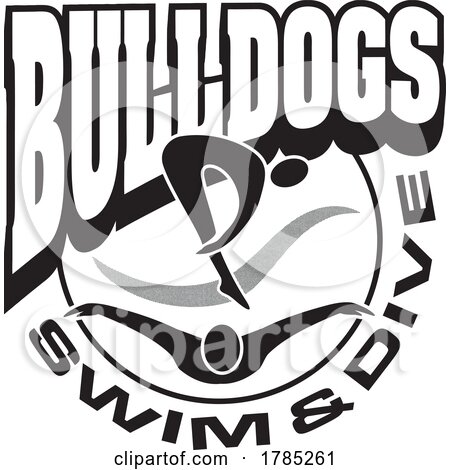 Black and White BULLDOGS Swim and Dive Sports Team Design by Johnny Sajem