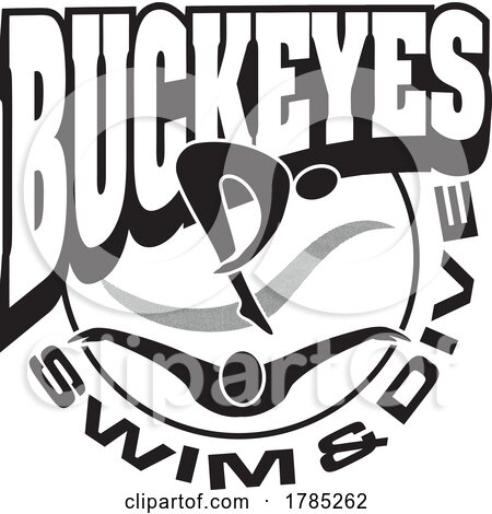 Black and White BUCKEYES Swim and Dive Sports Team Design by Johnny Sajem