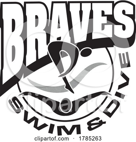 Black and White BRAVES Swim and Dive Sports Team Design by Johnny Sajem