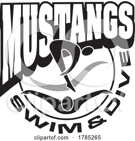 Black and White MUSTANGS Swim and Dive Sports Team Design by Johnny Sajem