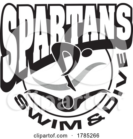 Black and White SPARTANS Swim and Dive Sports Team Design by Johnny Sajem