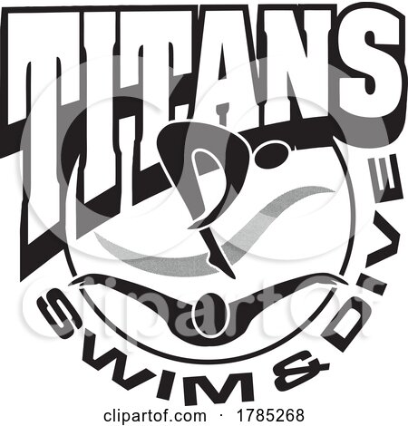 Black and White TITANS Swim and Dive Sports Team Design by Johnny Sajem