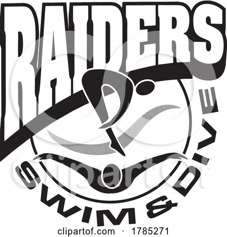 Black and White RAIDERS Swim and Dive Sports Team Design by Johnny Sajem