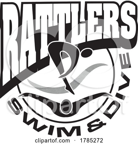 Black and White RATTLERS Swim and Dive Sports Team Design by Johnny Sajem