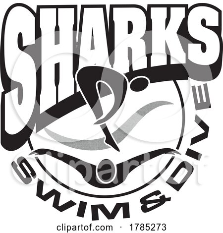 Black and White SHARKS Swim and Dive Sports Team Design by Johnny Sajem