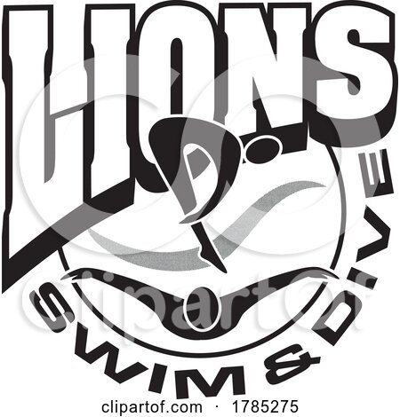 Black and White LIONS Swim and Dive Sports Team Design by Johnny Sajem