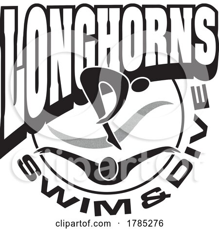 Black and White LONGHORNS Swim and Dive Sports Team Design by Johnny Sajem