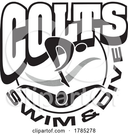 Black and White COLTS Swim and Dive Sports Team Design by Johnny Sajem