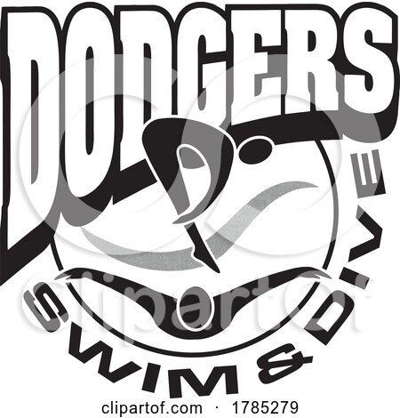 Black and White DODGERS Swim and Dive Sports Team Design by Johnny Sajem