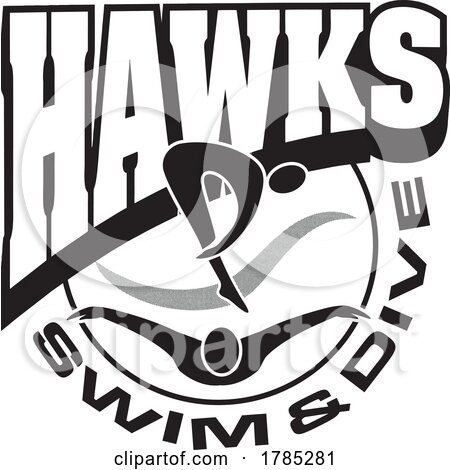 Black and White HAWKS Swim and Dive Sports Team Design by Johnny Sajem