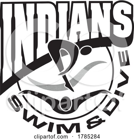 Black and White INDIANS Swim and Dive Sports Team Design by Johnny Sajem