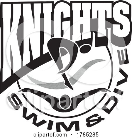 Black and White KNIGHTS Swim and Dive Sports Team Design by Johnny Sajem