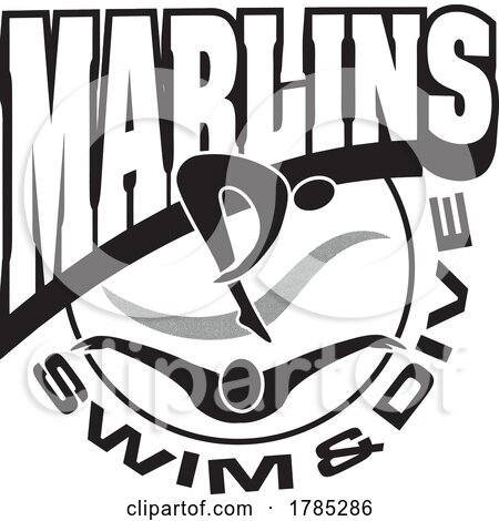Black and White MARLINS Swim and Dive Sports Team Design by Johnny Sajem