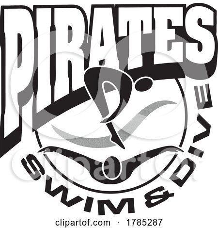 Black and White PIRATES Swim and Dive Sports Team Design by Johnny Sajem
