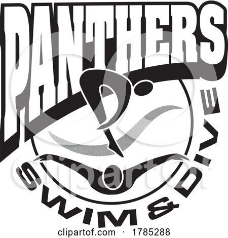 Black and White PANTHERS Swim and Dive Sports Team Design by Johnny Sajem