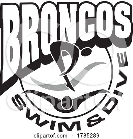 Black and White BRONCOS Swim and Dive Sports Team Design by Johnny Sajem