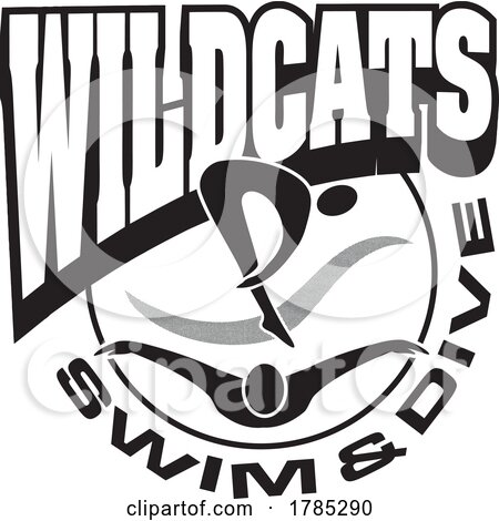 Black and White WILDCATS Swim and Dive Sports Team Design by Johnny Sajem