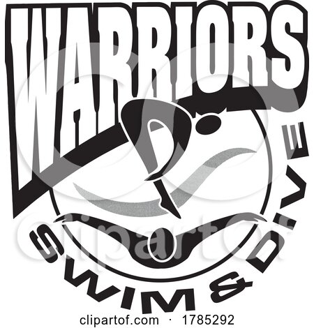 Black and White WARRIORS Swim and Dive Sports Team Design by Johnny Sajem