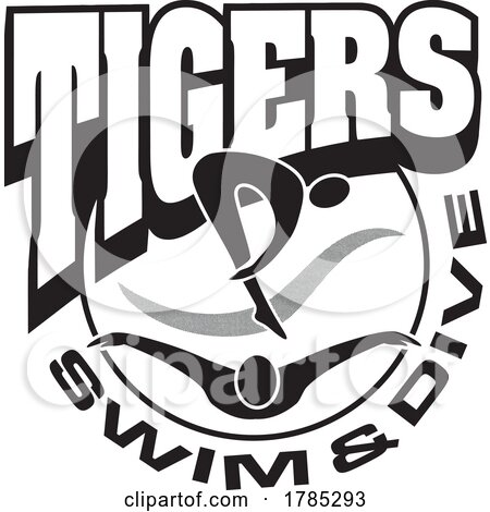 Black and White TIGERS Swim and Dive Sports Team Design by Johnny Sajem
