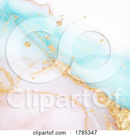Hand Painted Alcohol Ink Background with Gold Glitter by KJ Pargeter