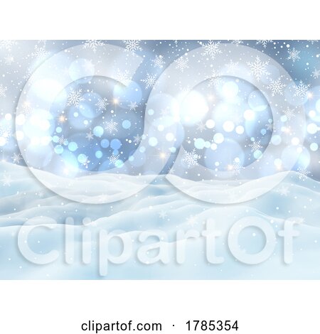 3D Christmas Background with a Snowy Winter Landscape by KJ Pargeter