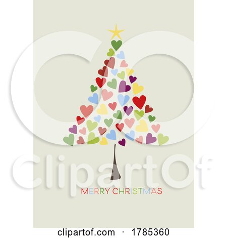 Christmas Background with Tree of Hearts Design by KJ Pargeter